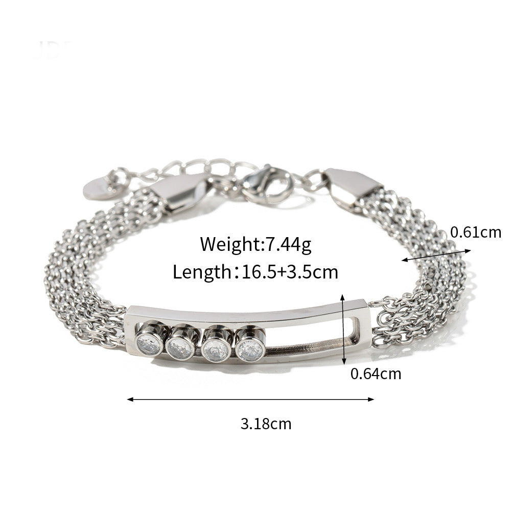 18K gold light luxury and noble inlaid zircon design versatile bracelet - Syble's