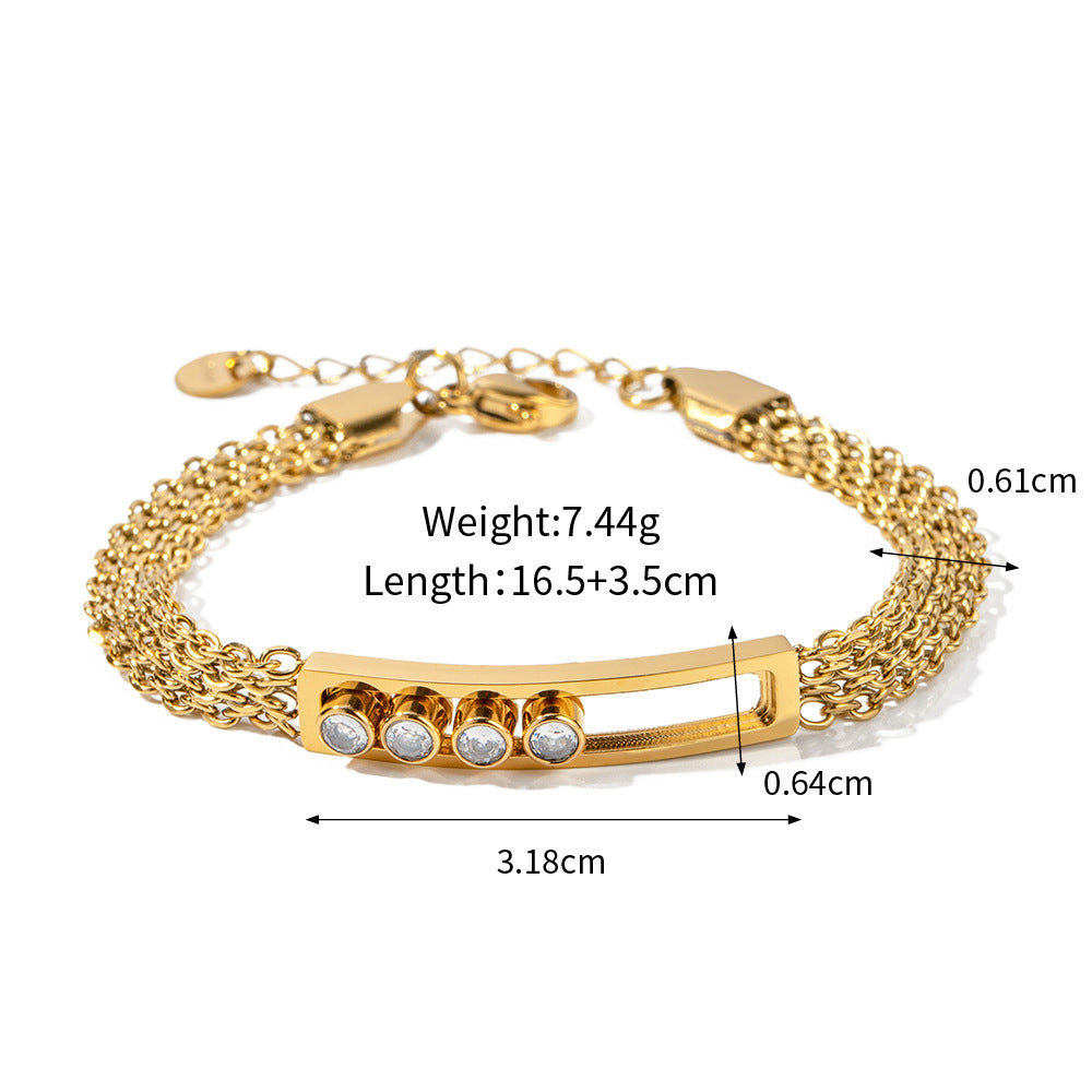 18K gold light luxury and noble inlaid zircon design versatile bracelet - Syble's