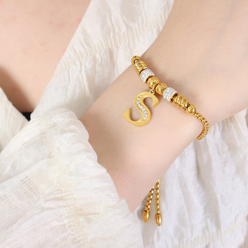Gold Classic and Fashionable 26 Letter Design Versatile Bracelet