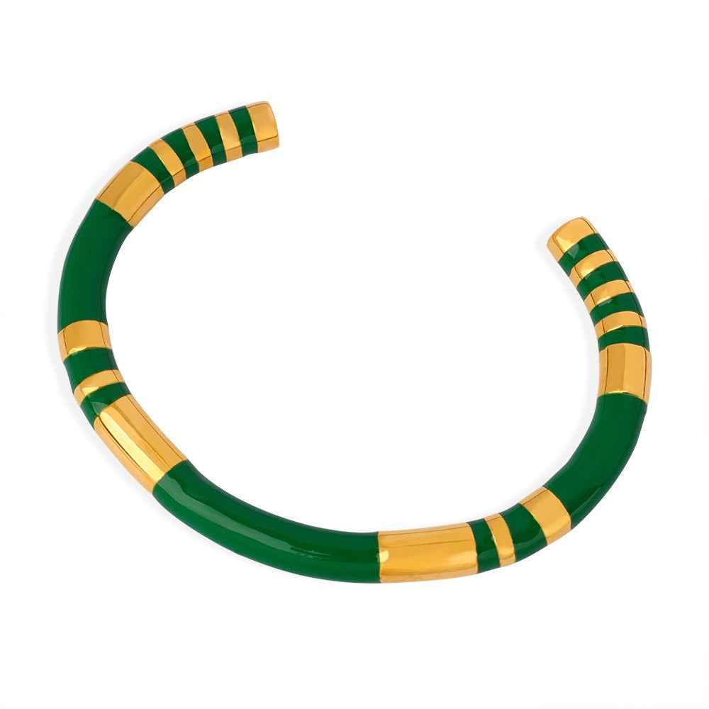 Gold simple and elegant C-shaped opening design versatile bracelet