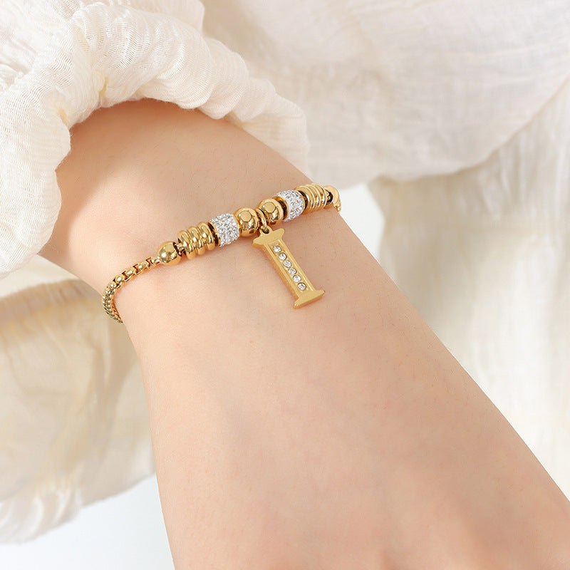 Gold Classic and Fashionable 26 Letter Design Versatile Bracelet