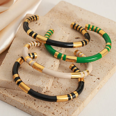 Gold simple and elegant C-shaped opening design versatile bracelet