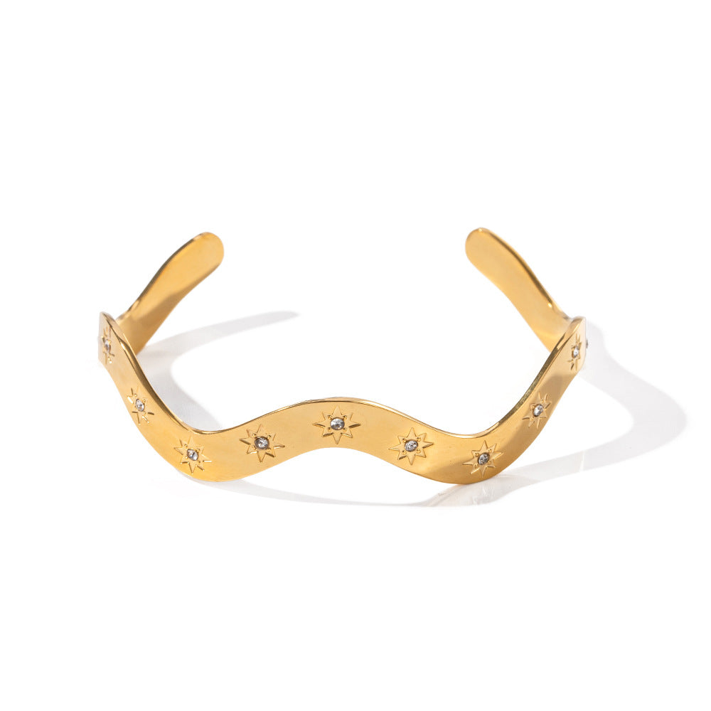 18K gold light luxury high-end irregular diamond design versatile bracelet - Syble's