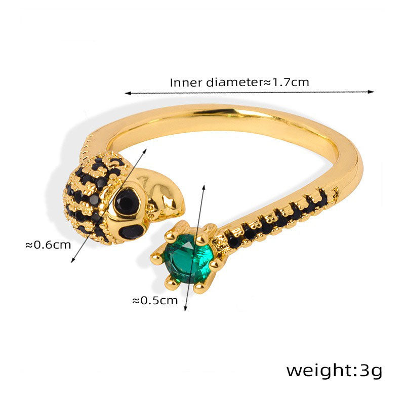 Gold hip-hop punk style irregular-shaped gem-set design versatile ring